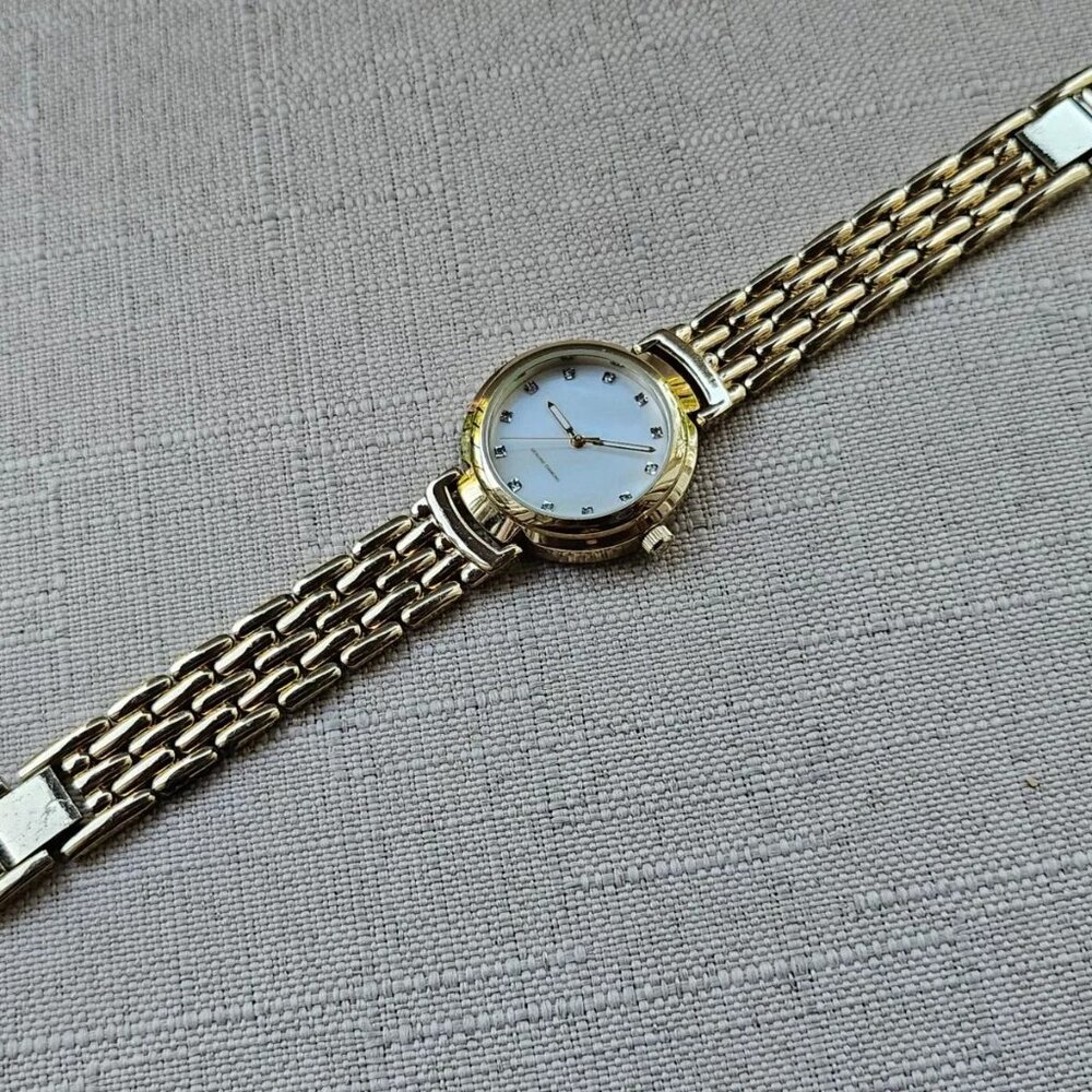 Women Wristwatch Quartz Analog Wrist Watch Gold Tone genuine diamonds - Picture 6 of 12